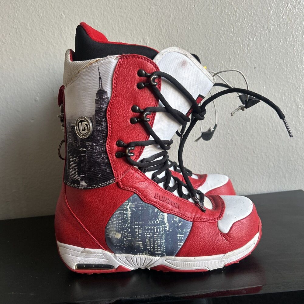 Burton Boxer Skyline Snowboard Boots Men's Size 9.5 Red White Retro